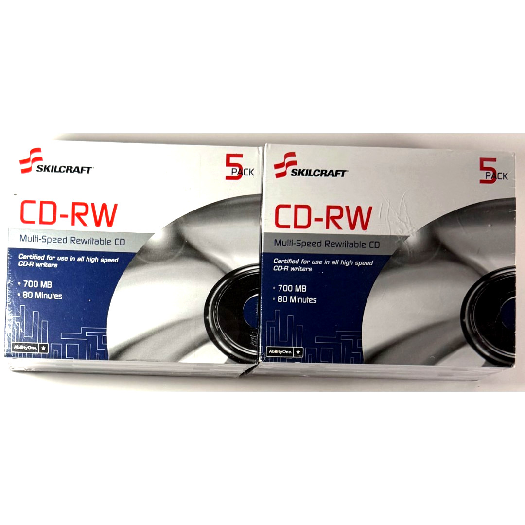 2 Skilcraft CD-RW 5 packs Multi-Speed Rewritable CD 700 MB 80 minutes BRAND NEW