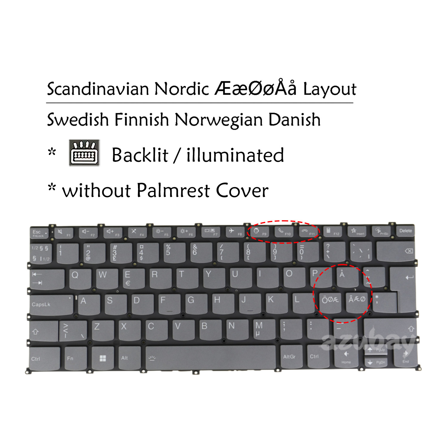 ND Nordic Laptop Keyboard For Lenovo S14 G2 ALC / ITL, S14 G3 ABA / IAP Backlit