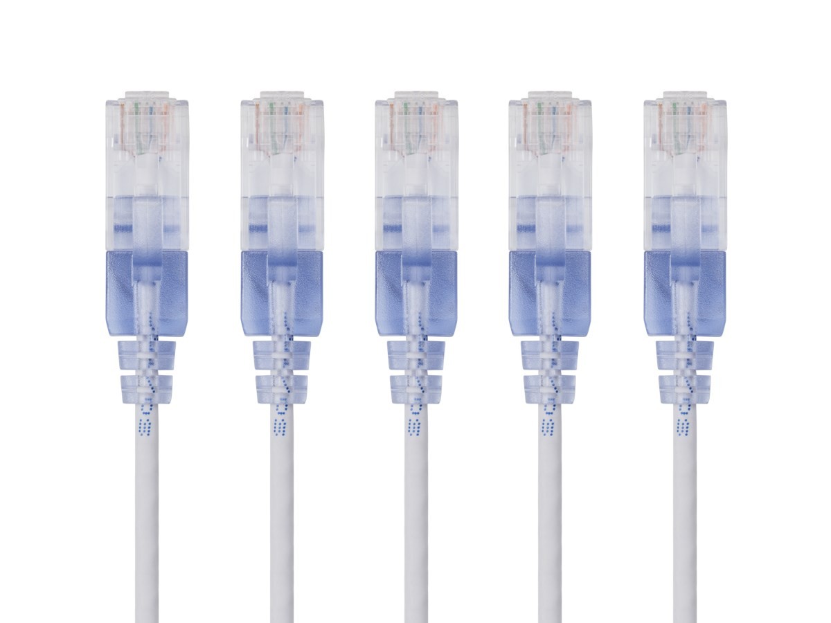 SlimRun Cat6A Ethernet Patch Cable Network RJ45 Stranded UTP 30AWG 3ft White 5pk