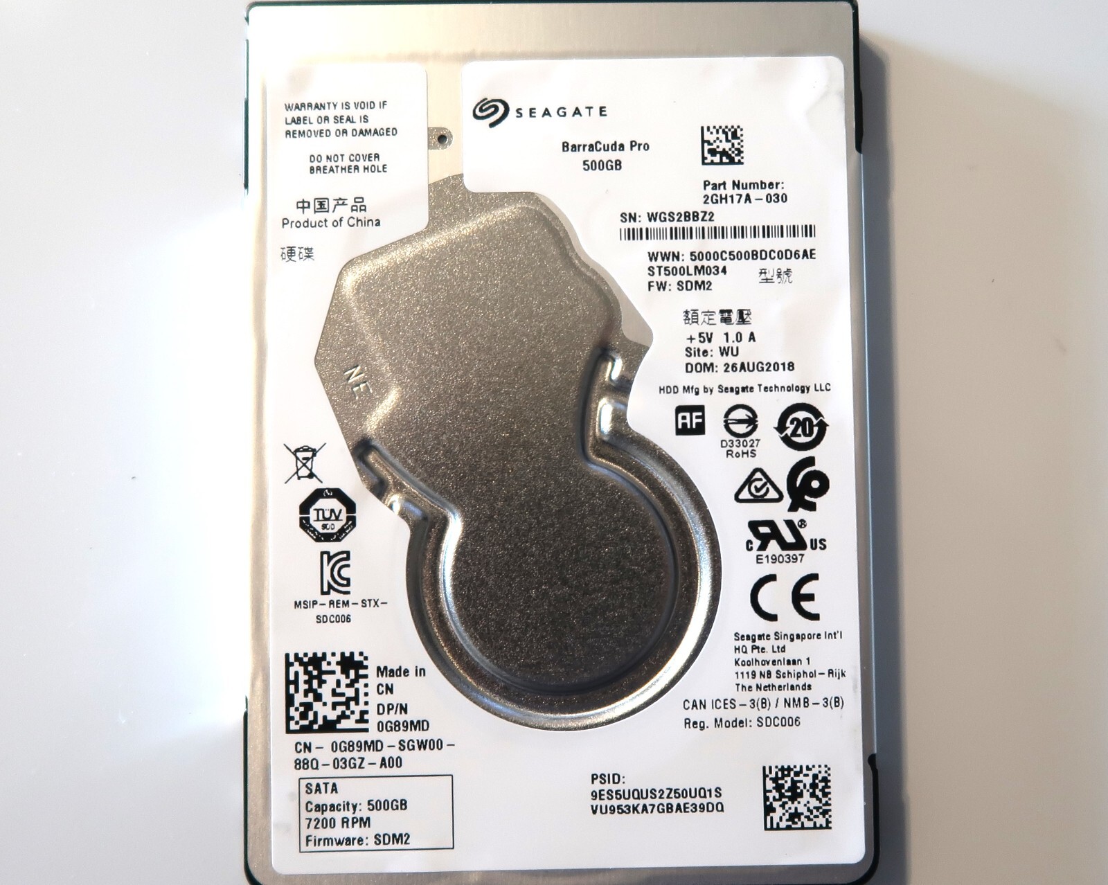 Seagate ST500LM034 2GH17A-030 SDM2 WU China (WGS2) 2.5" 500gb Sata HDD AUG-2018