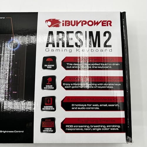 IBUYPOWER ARES M2 RGB BACKLIT USB WIRED GAMING KEYBOARD - BLACK