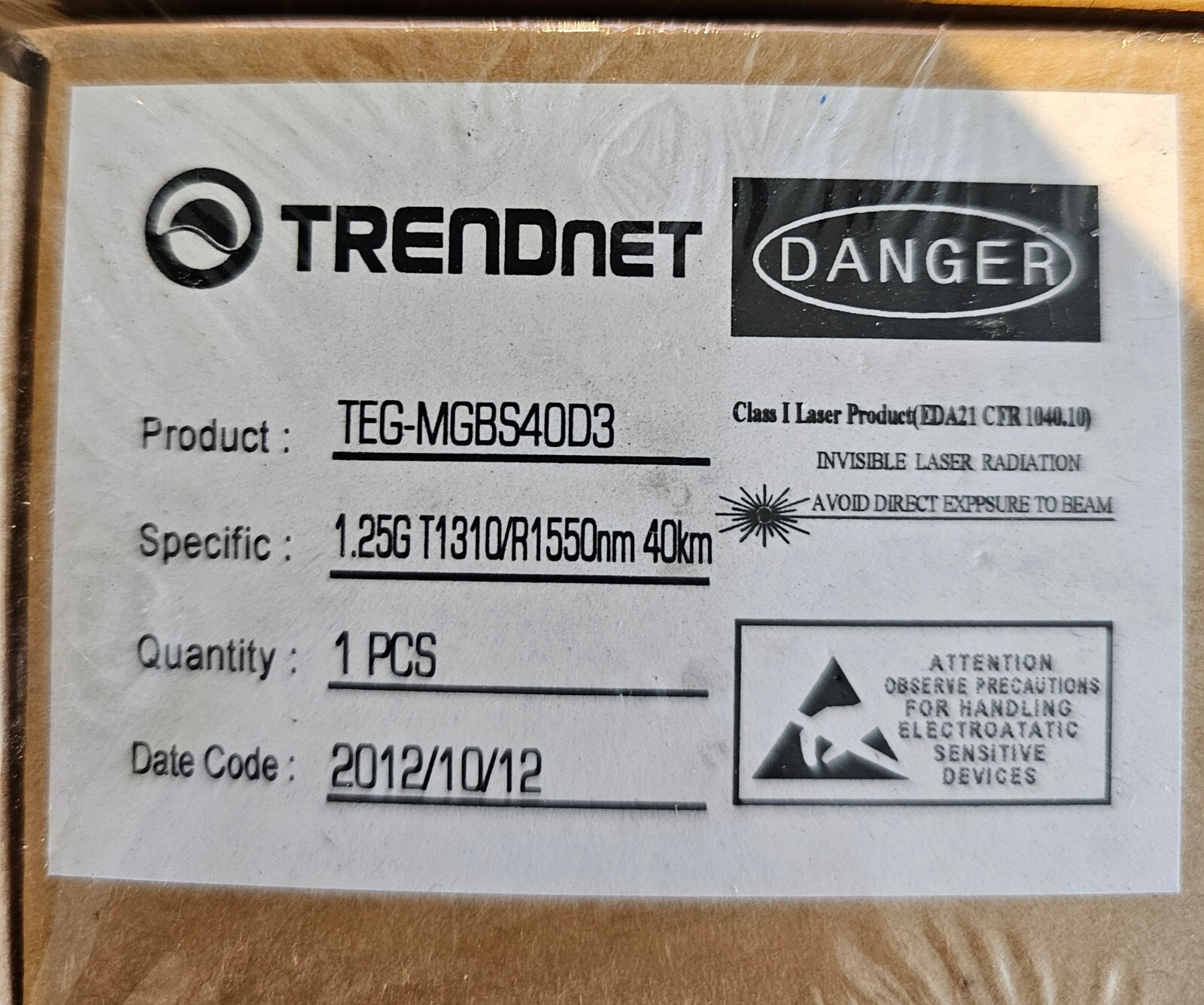 TRENDnet TEG-MGBS40D3, Mini-GBIC Dual Wavelength Single-Mode LC Module 1310