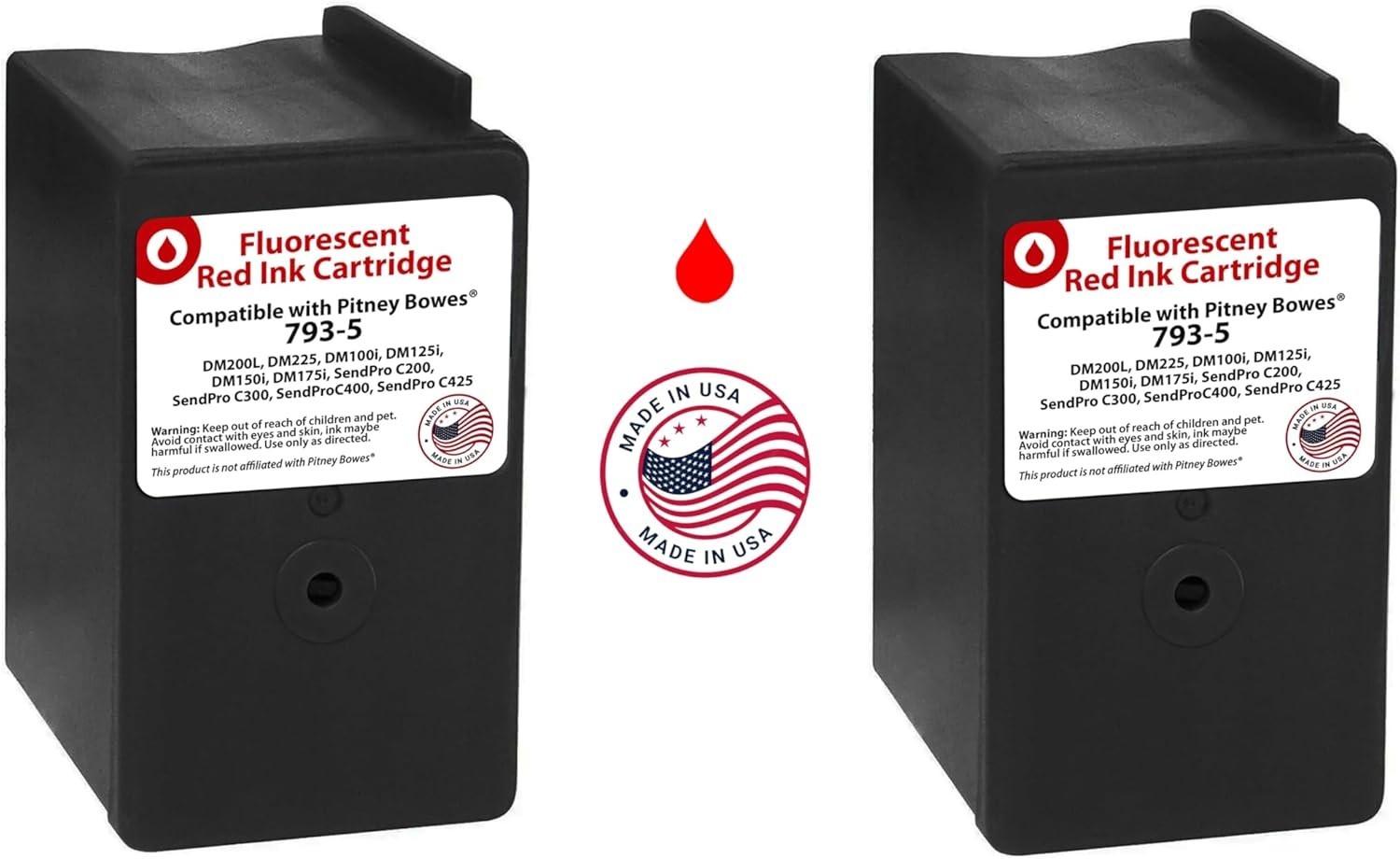 Veltec 2 Pack Compatible 793-5 Red Ink Cartridge for Pitney Bowes Postage Meters