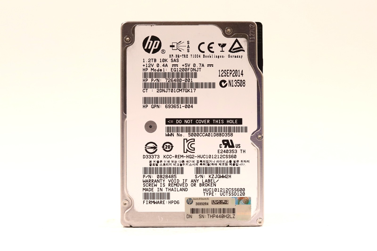 HP EG1200FDNJT 1.2TB 2.5" 6Gb/s 10K RPM SAS Hard Drive P/N: 693651-004 Tested