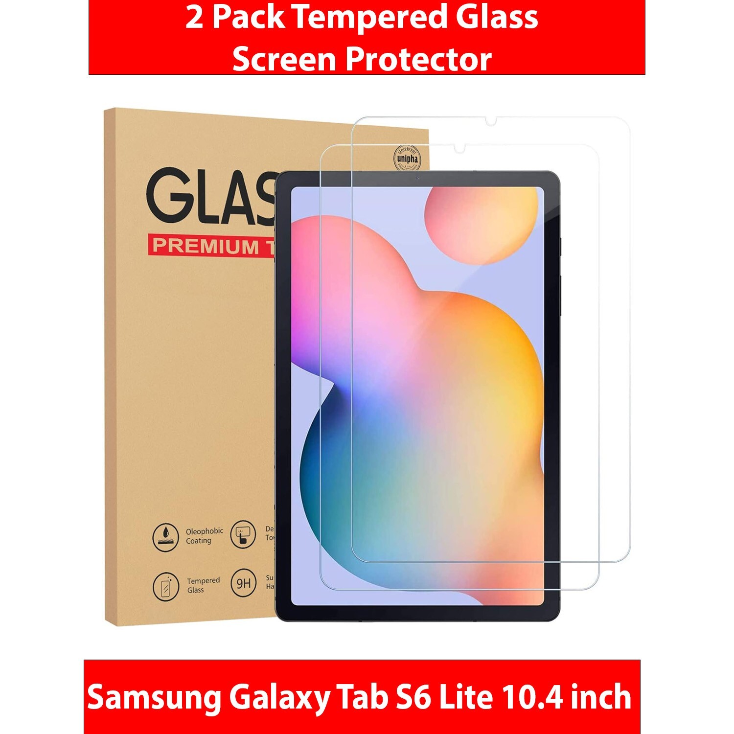 2-Pack Tempered Glass Screen Protector For Samsung Galaxy Tab S6 Lite 10.4 inch