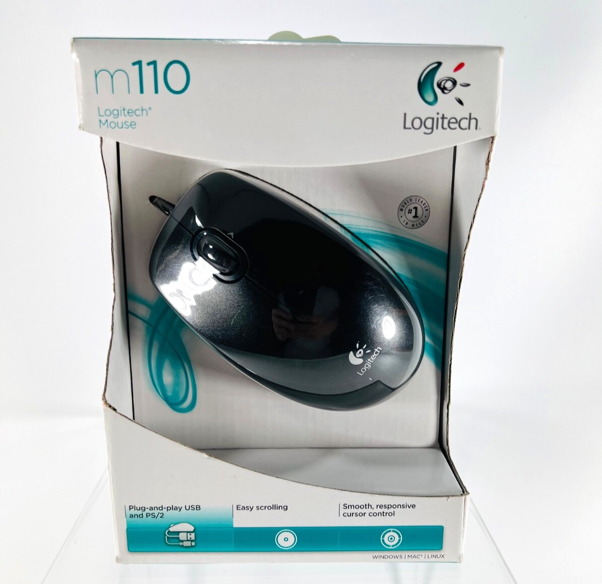 Logitech M110 Full Size Black Wired Mouse Plug-and-Play USB - Brand New Sealed