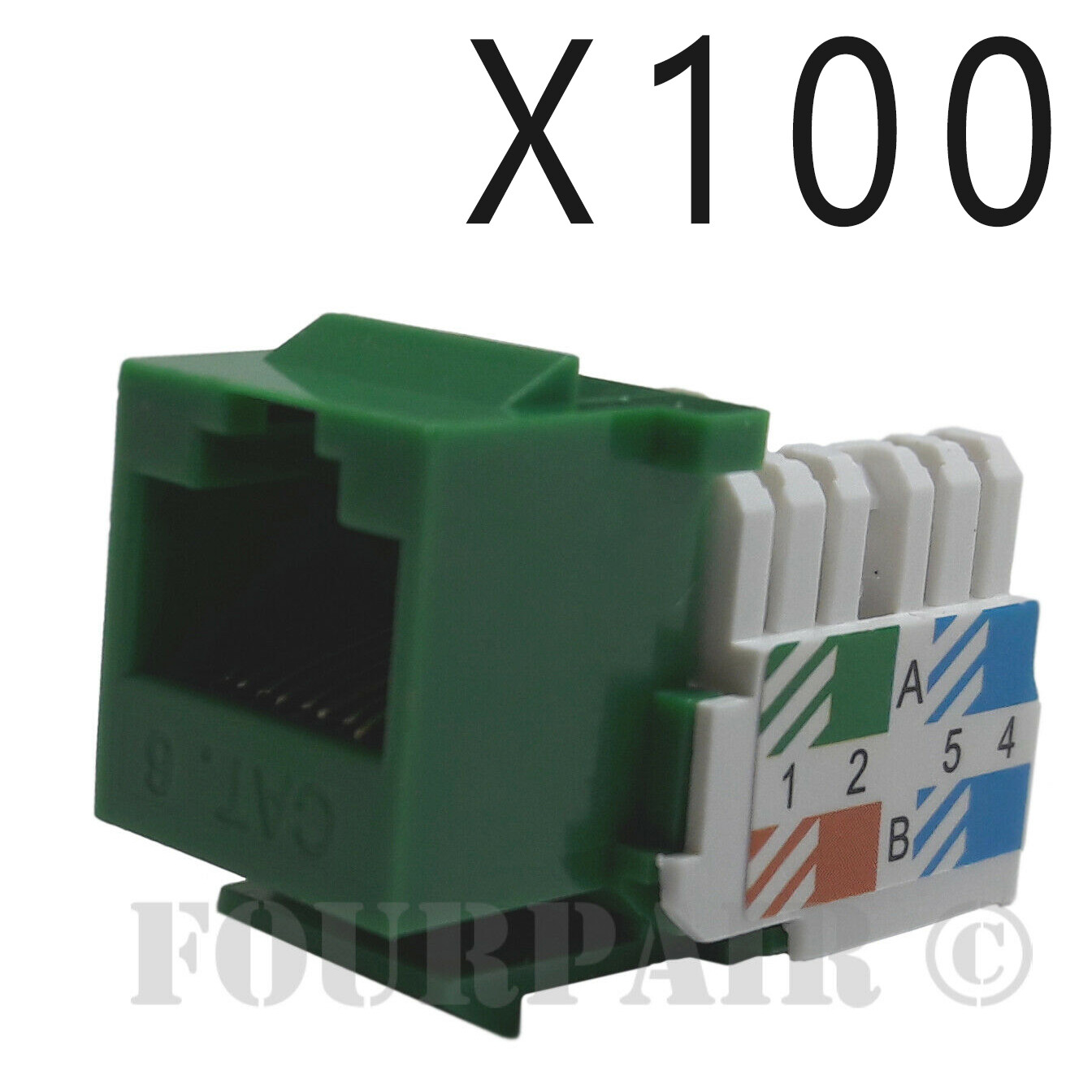 100x Pack Lot CAT6 Network RJ45 Port 110 Punch Down Keystone Snap-In Jack Green