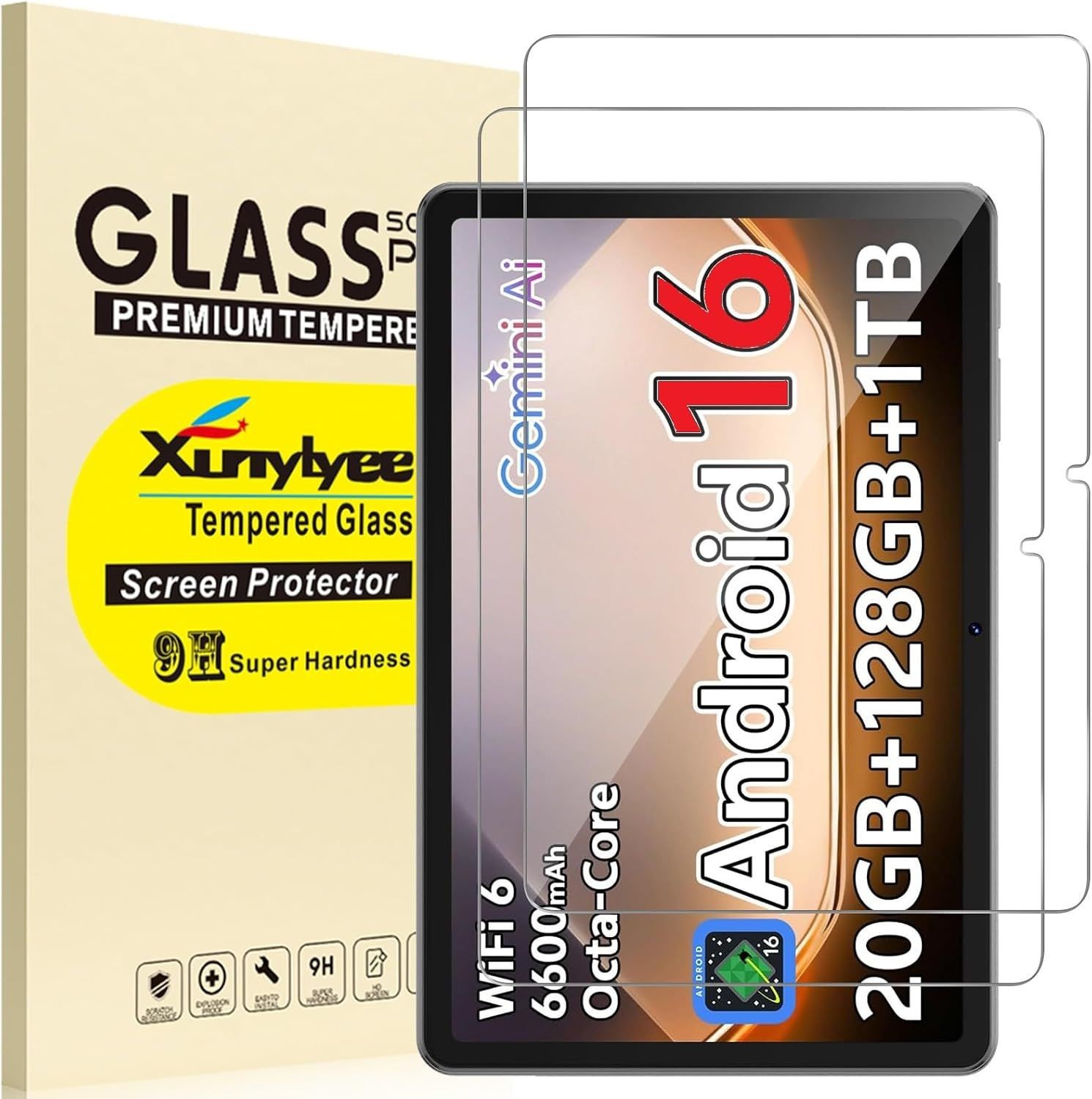 2 Pack 10.1 Inch Android Tablet Screen Protector, 9H Hardness, Anti-Scratch