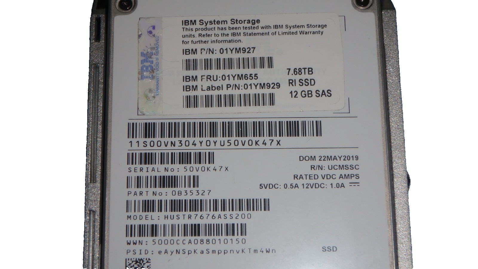 IBM 01YM655 7.68TB 12 Gb SAS 2.5 Inch Flash Drive V5000 G2 HDD Hard Drive