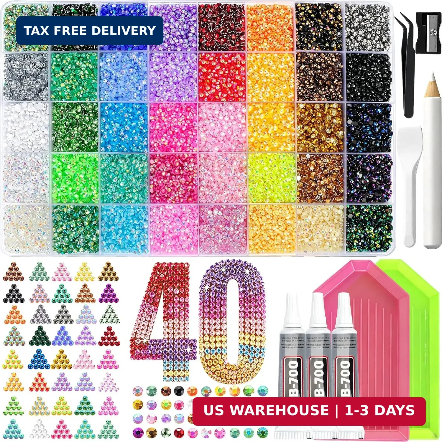 50000Pcs Resin Jelly Rhinestones for Bedazzling kit, 3mm Bedazzler Kits
