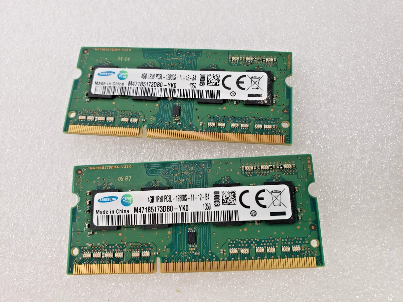 LOT OF 2 Samsung Laptop Memory 4GB RAM 1Rx8 PC3L-12800S-11-12-B4 3YEAR WARRANTY