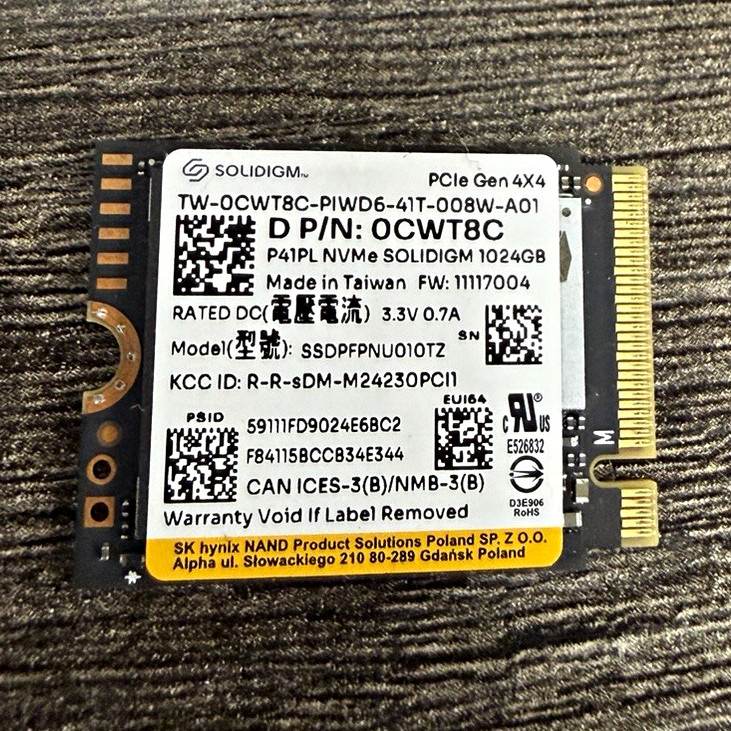 Solidigm P41 Plus 1024GB M.2 2230 NVMe PCIe Gen4x4 Internal SSD