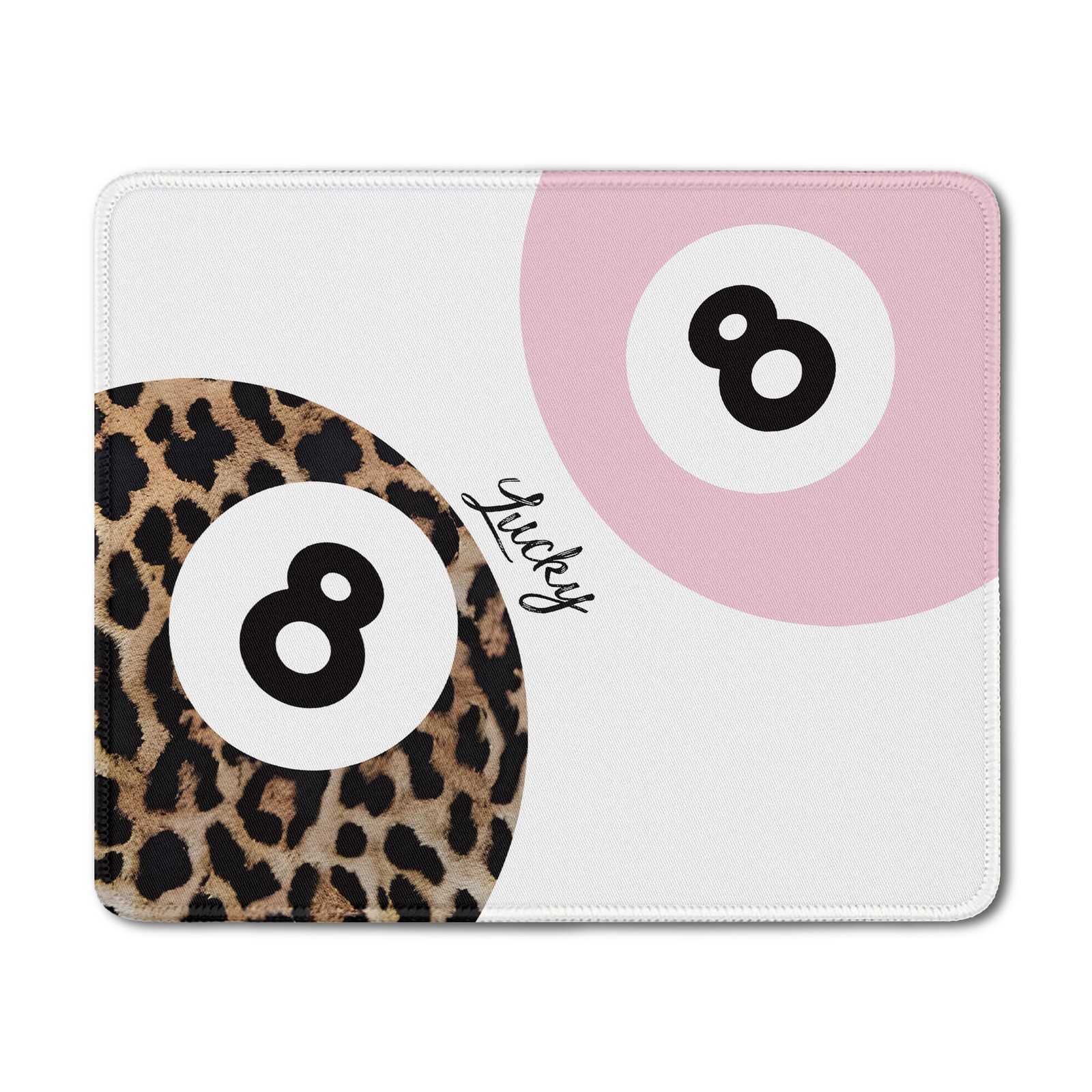 Funky Cheetah Print Y2K Lucky 8 Ball Mouse Pad, Trendy Leopard Print Mouse Pa...