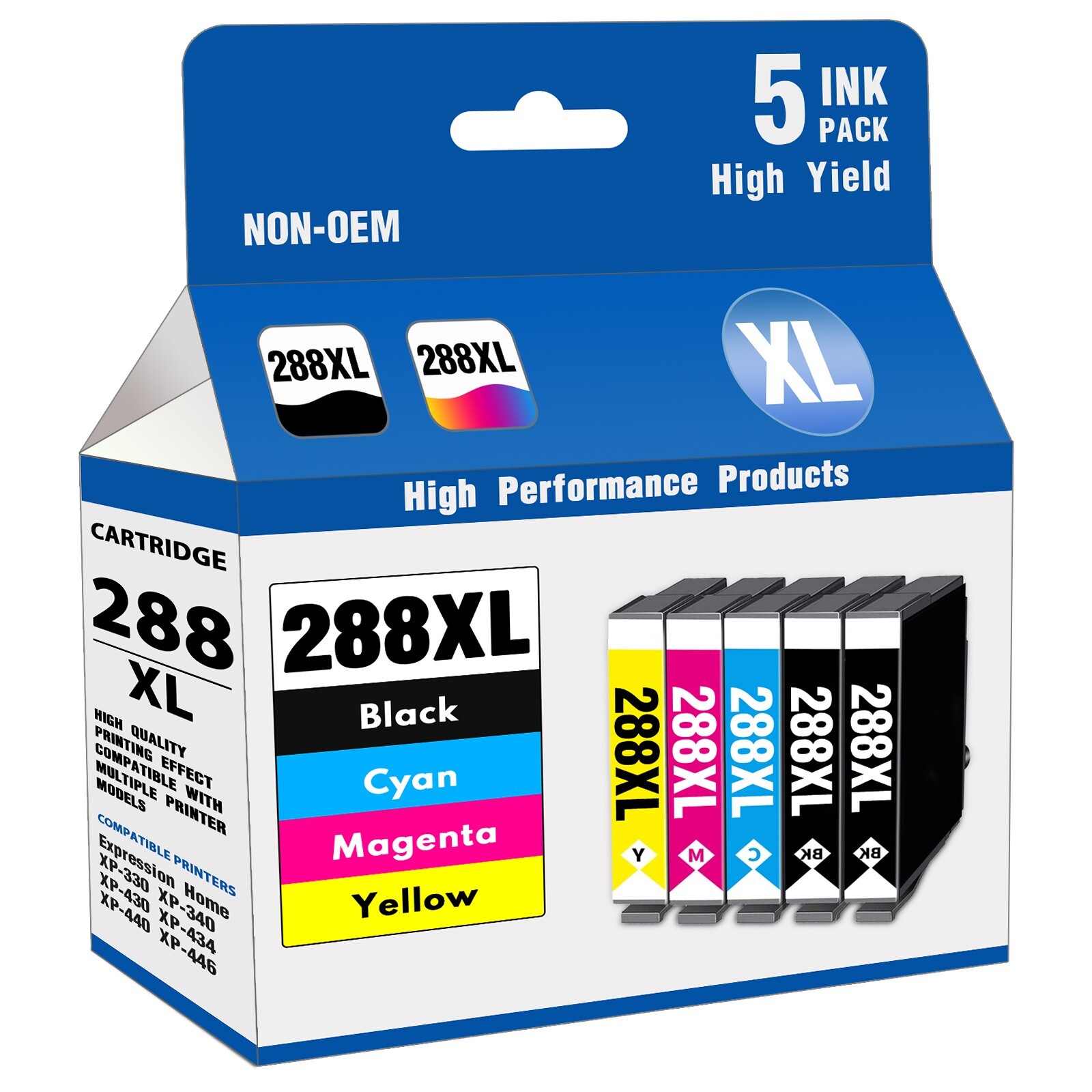 288XL Ink Cartridge Combo for Epson XP-434 XP-440 XP-430 XP-330 Printers(5-Pack)