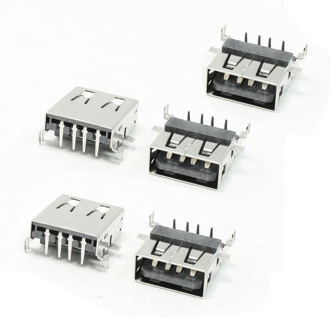 5 Pieces USB2.0 Type A Female Jack Right Angle PCB Mount Port