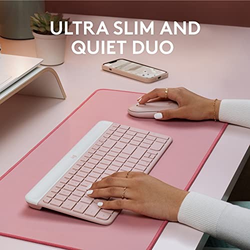 LOGITECH SLIM WIRELESS KEYBOARD AND MOUSE COMBO - MODERN COMPACT LAYOUT, -  ROSE
