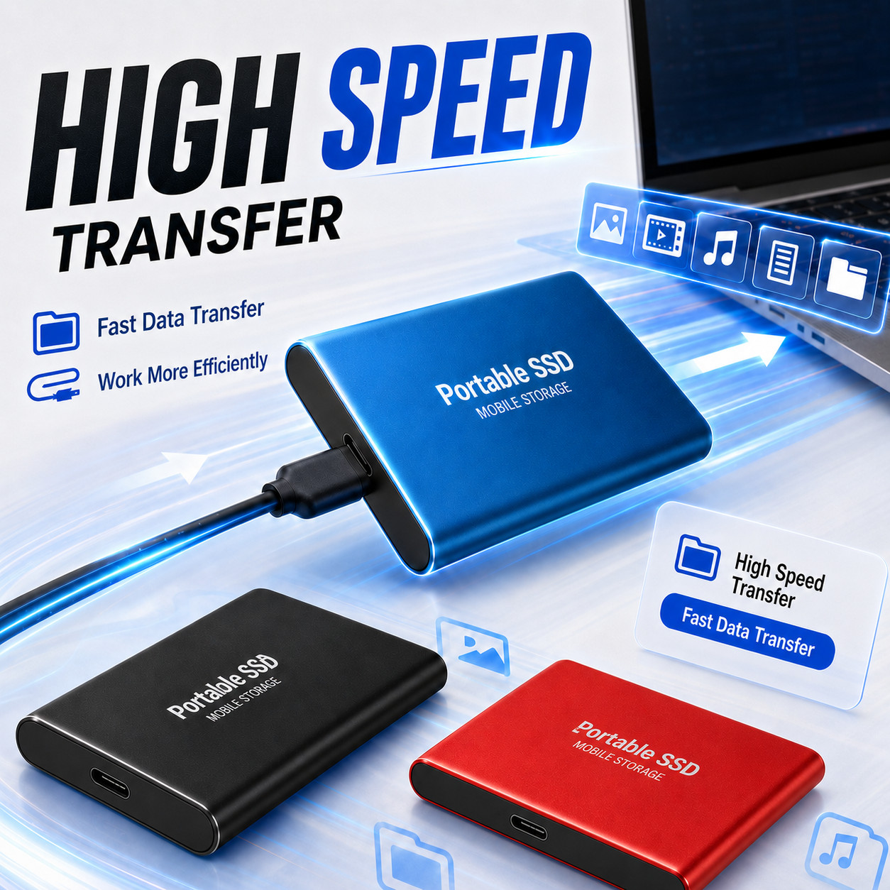 2TB 4TB 16TB Portable SSD Type-C External Hard Drive High Speed USB 3.1 Laptop