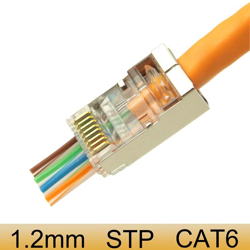 50pcs CAT6 Shielded RJ45 Modular Plug connector Gold Plated 8P8C RJ45 Connectors