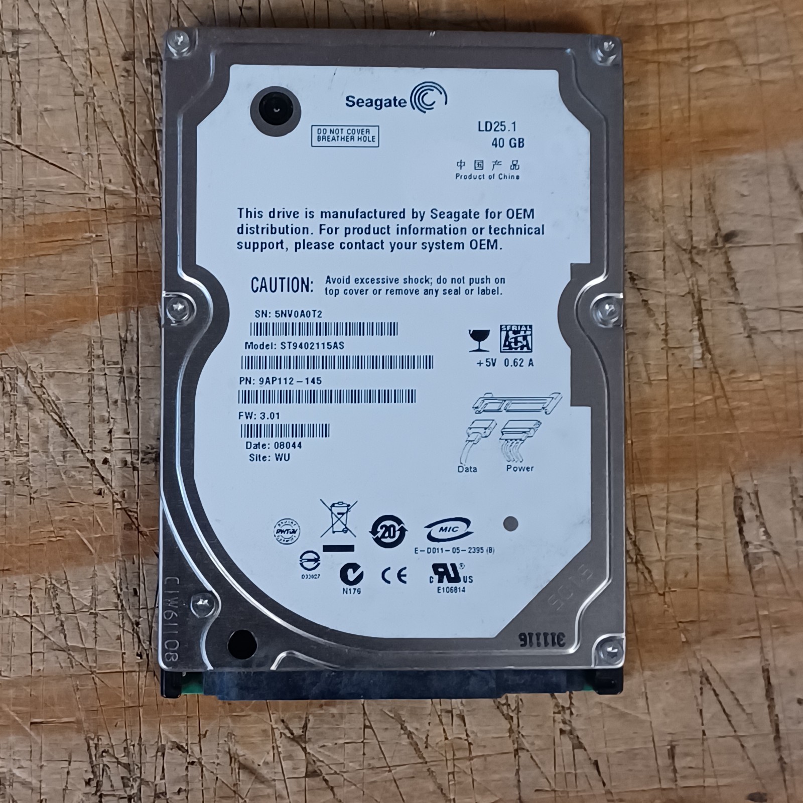Seagate LD25.1 40GB HDD ST9402115AS 5400 RPM 2.5 SATA
