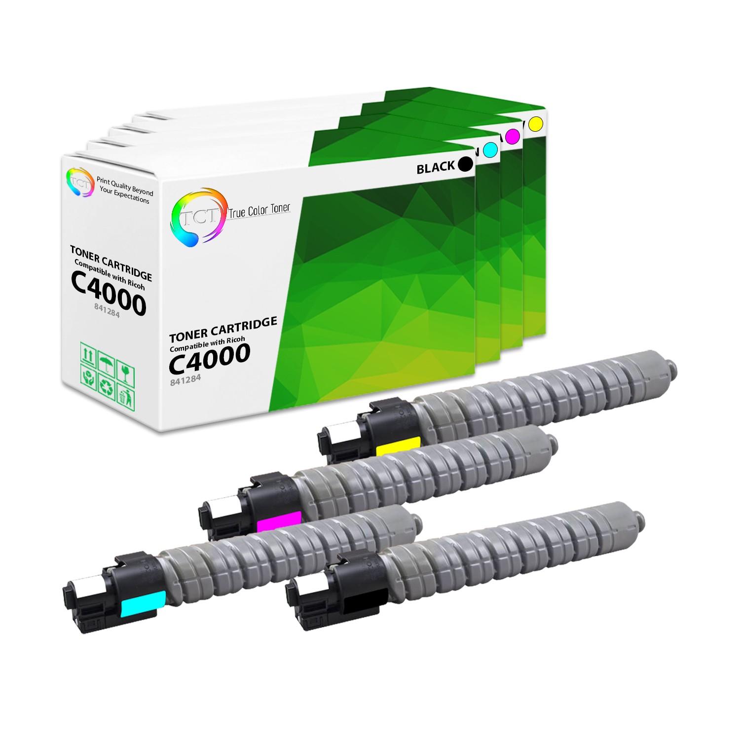 4Pk TCT Premium C4000 BCMY for Ricoh Aificio MP C4000 C5000 Compatible Toner