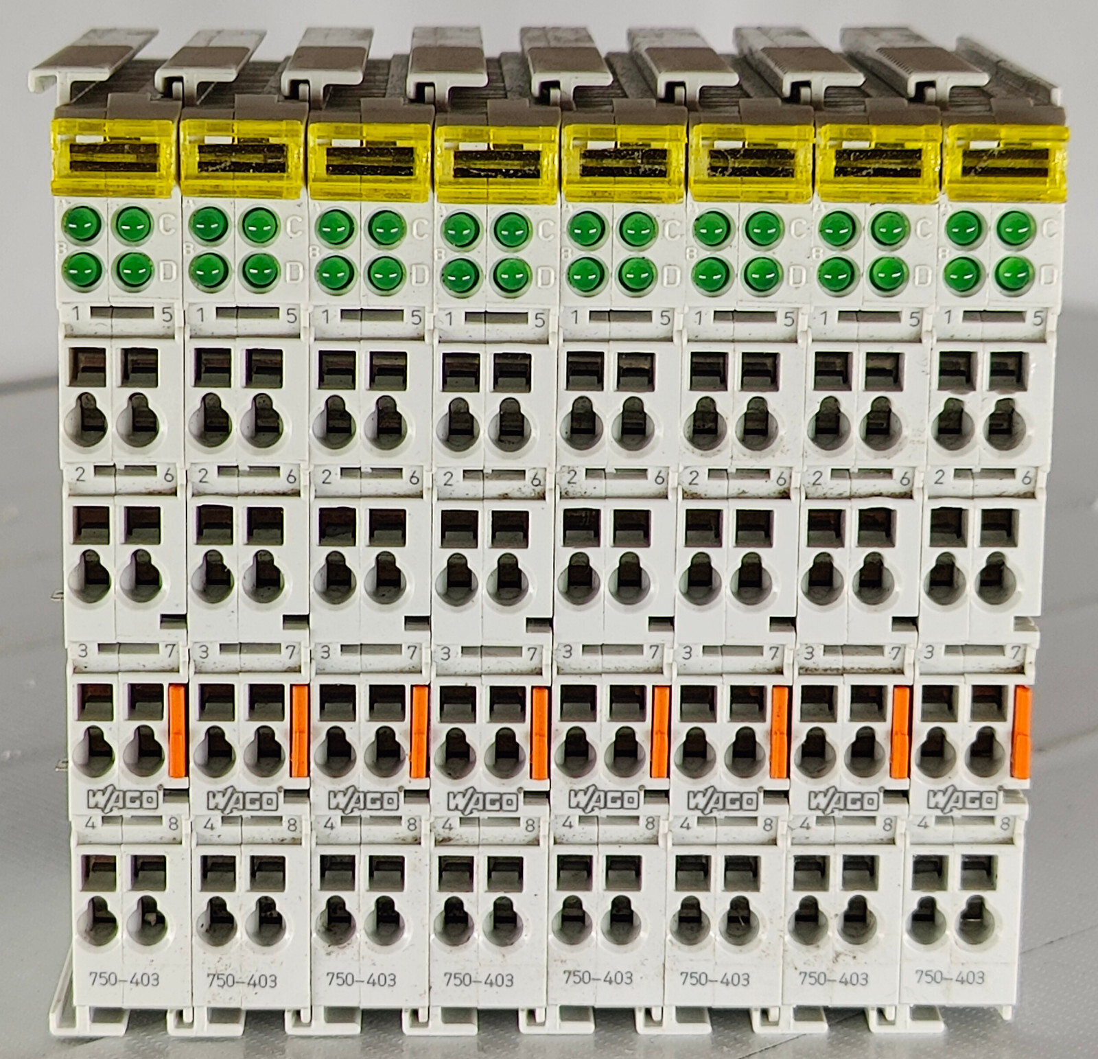 Lot of 8 Wago 750-403 4 Port Digital Input Module 24V DC .2ms .08-2.5mm