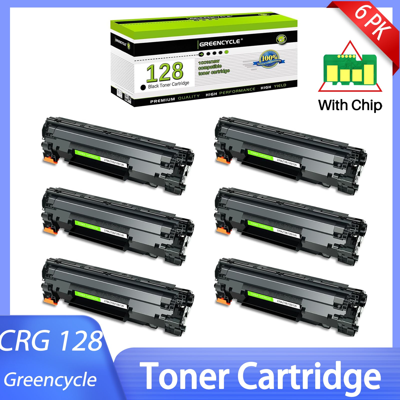 6x Compatible Toner Cartridge for Canon 128 Work with MF4570DN LBP6230DW MF4450