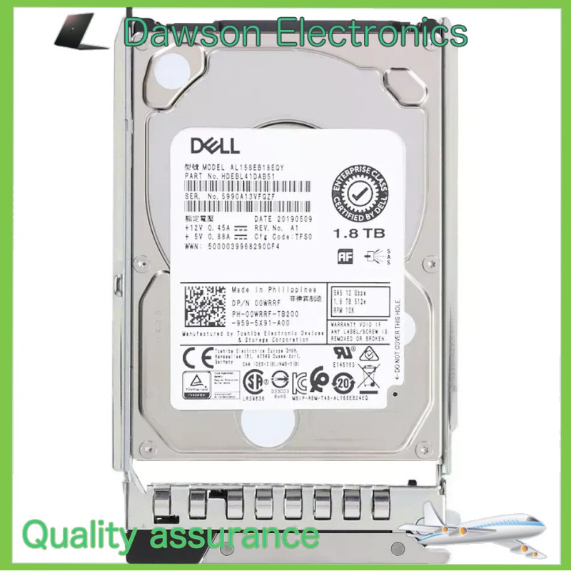 0WRRF 00WRRF Dell 1.8TB 10K 12Gbps SAS 2.5'' 512e HDD Hard Drive 14/15/16G KIT