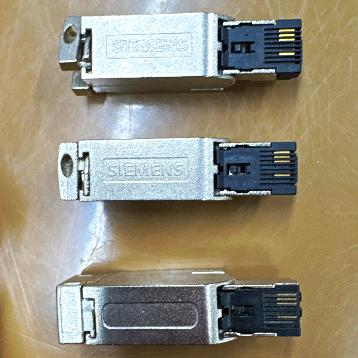 Siemens Shielded Metal RJ45 Male Connector Plug Lot of 3 Silver/Black
