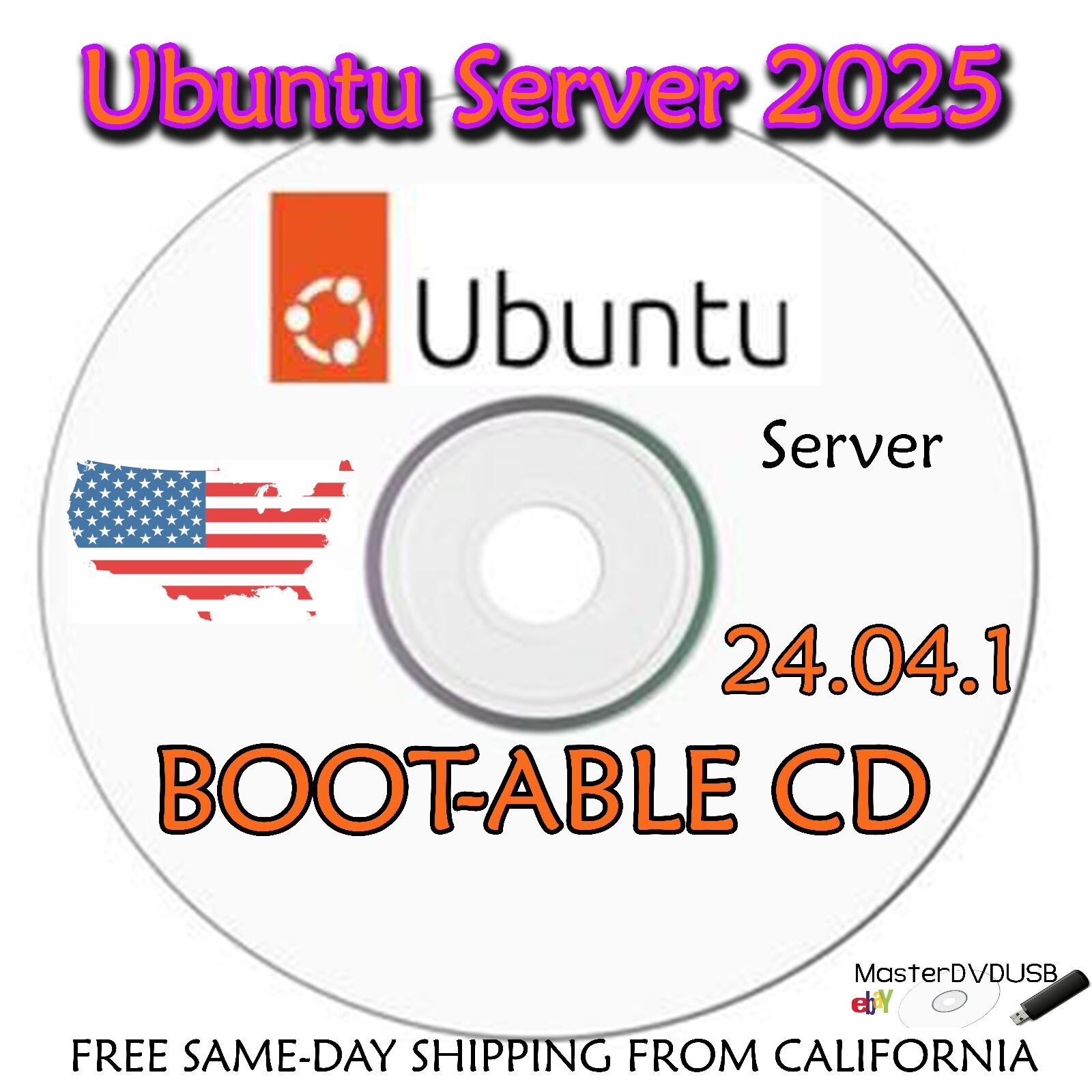 Ubuntu Server 24.04.1 Bootable Install/Recovery DVD - January 2025 Update