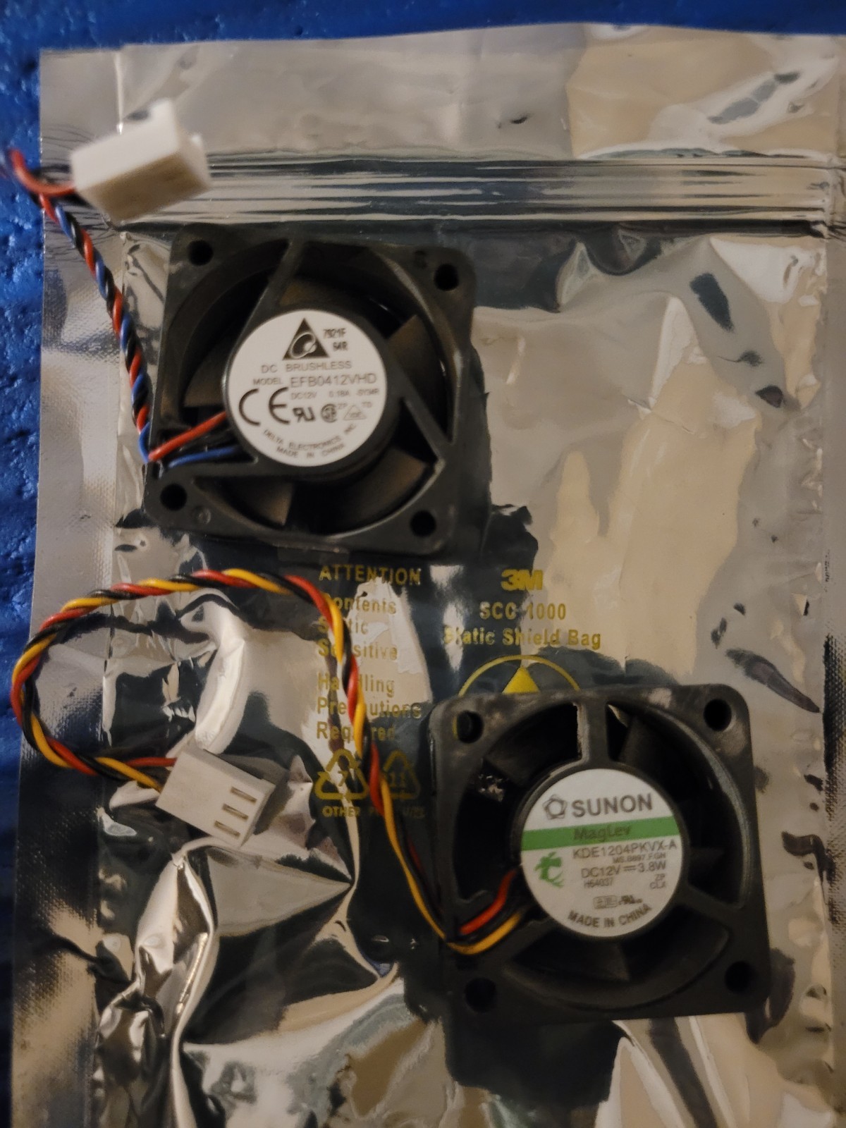 Lot of (2) Cisco 2811 Router Cooling Fans SUNON & Delta 12V 40mm Untested/ Used