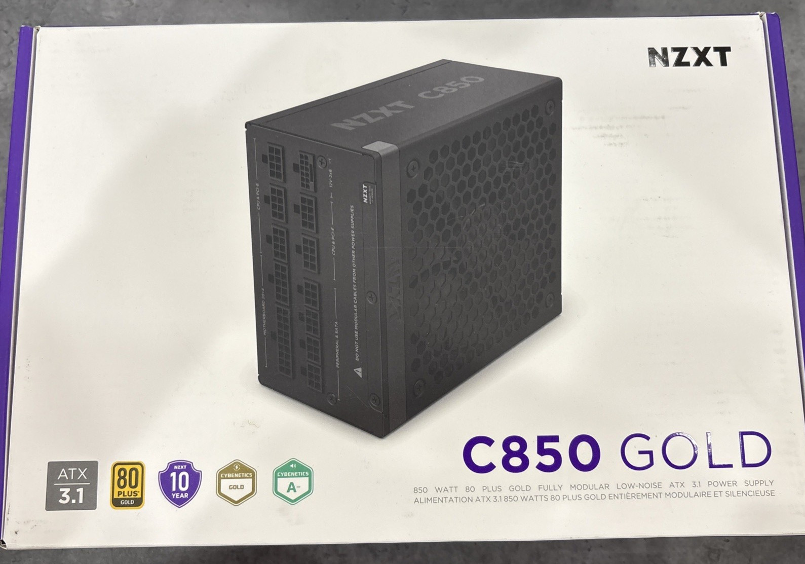 NZXT ATX 3.1 850 Watt 80 Plus Gold Fully Modular Power Supply - Black-PA-8G2BB-U