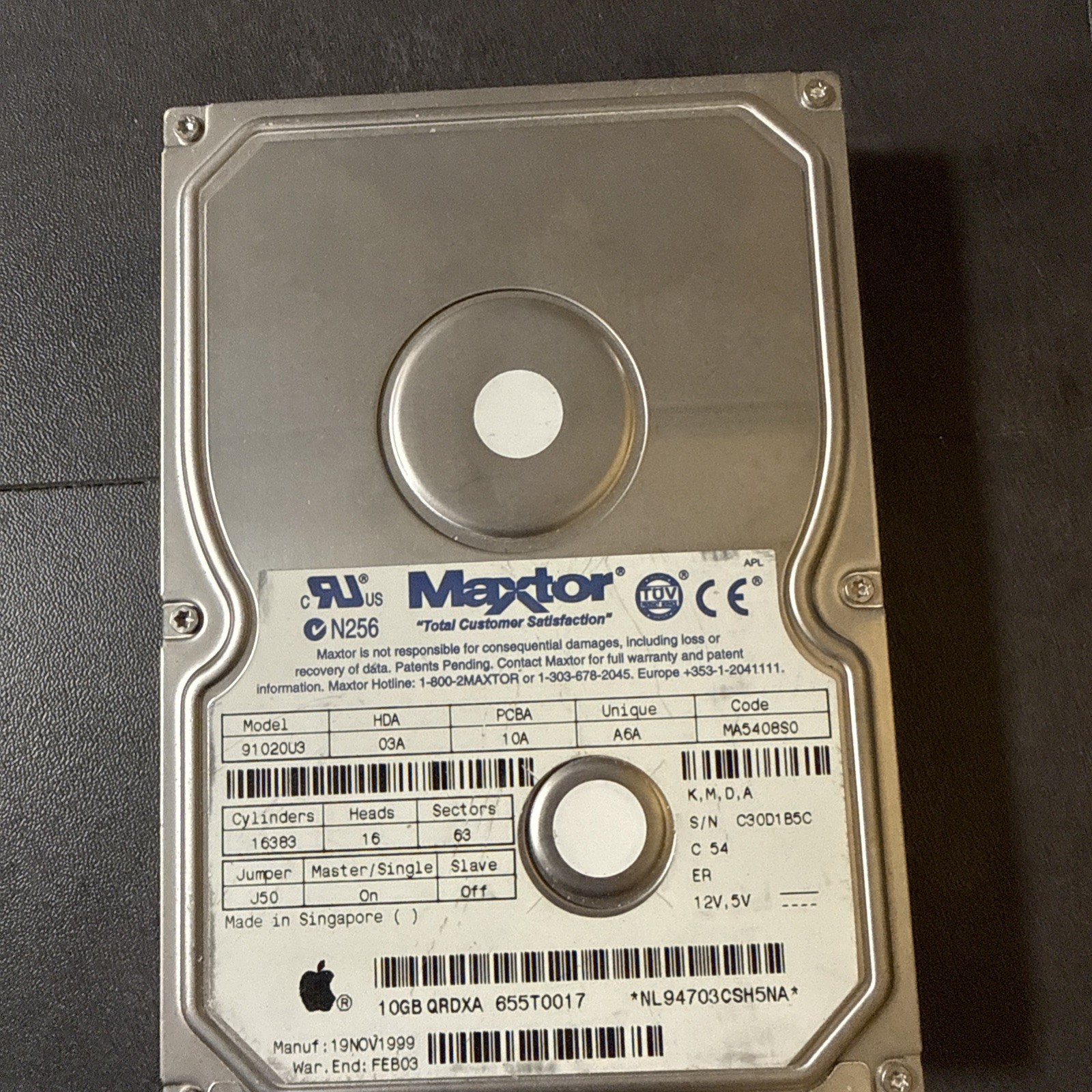 Maxtor 10 Gb Hard Drive