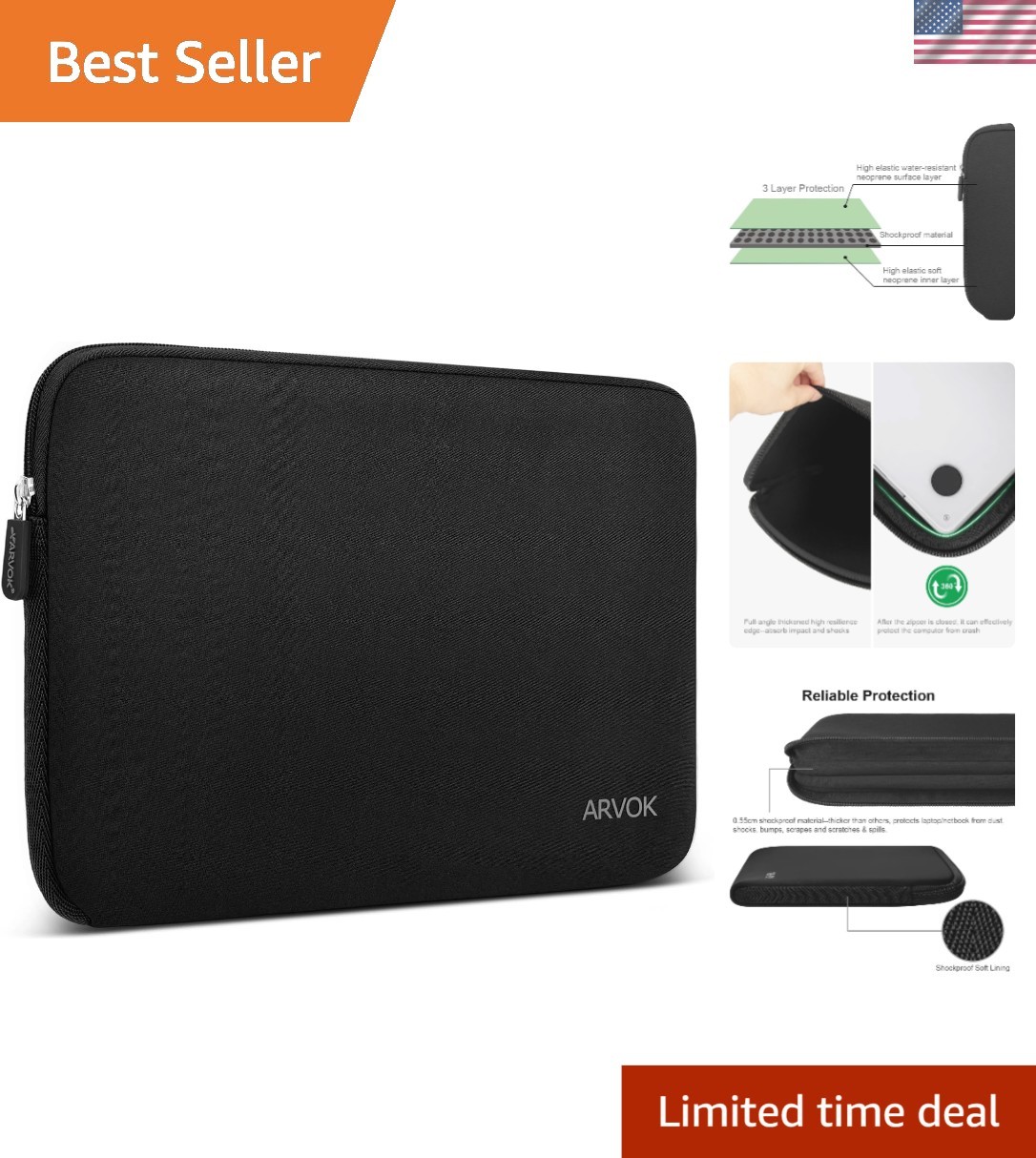 Elegantly Crafted 15.6 Inch Water-Resistant Laptop Sleeve - Neoprene Protection