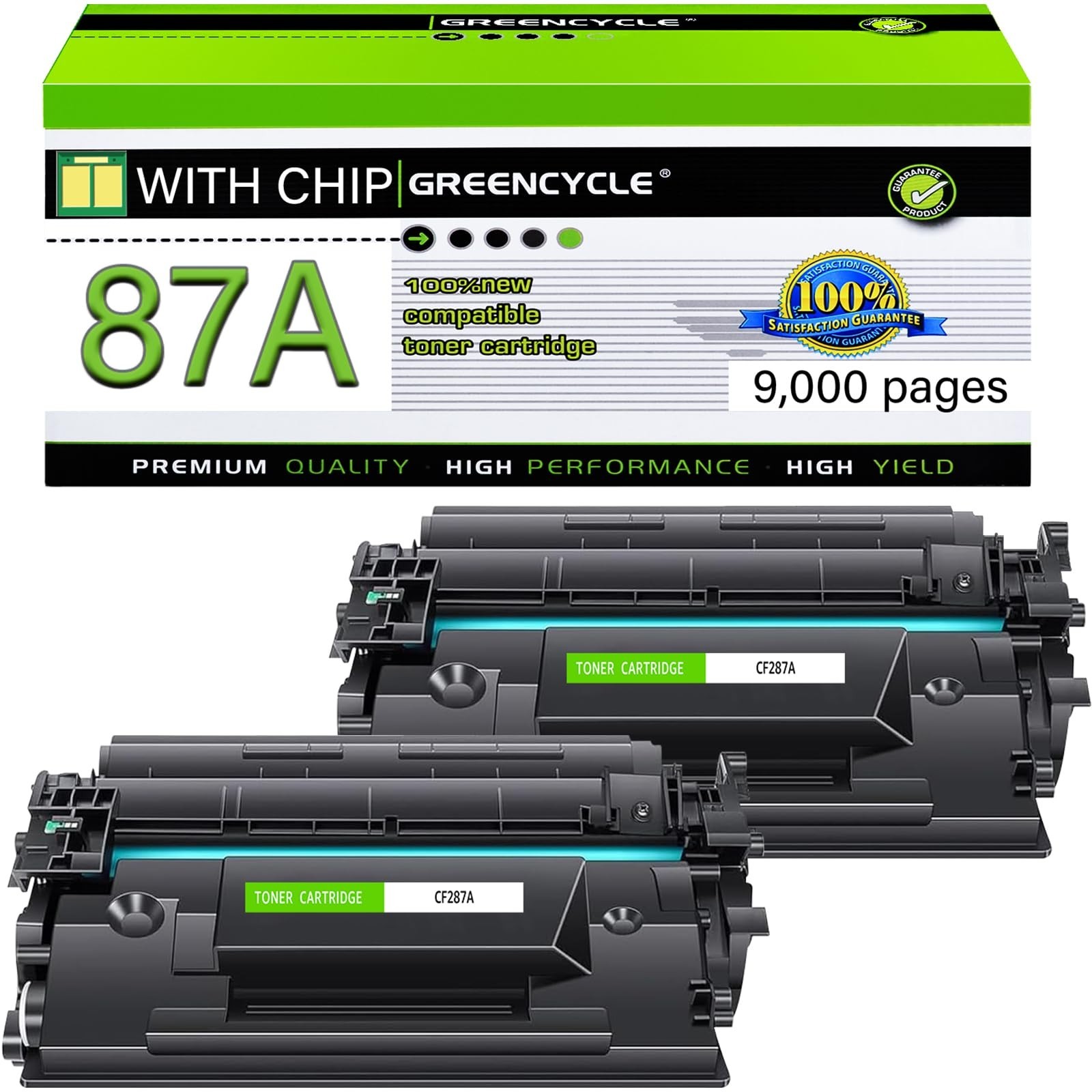 greencycle 87A Black Toner Cartridge Compatible Replacement for HP CF287A | 8...