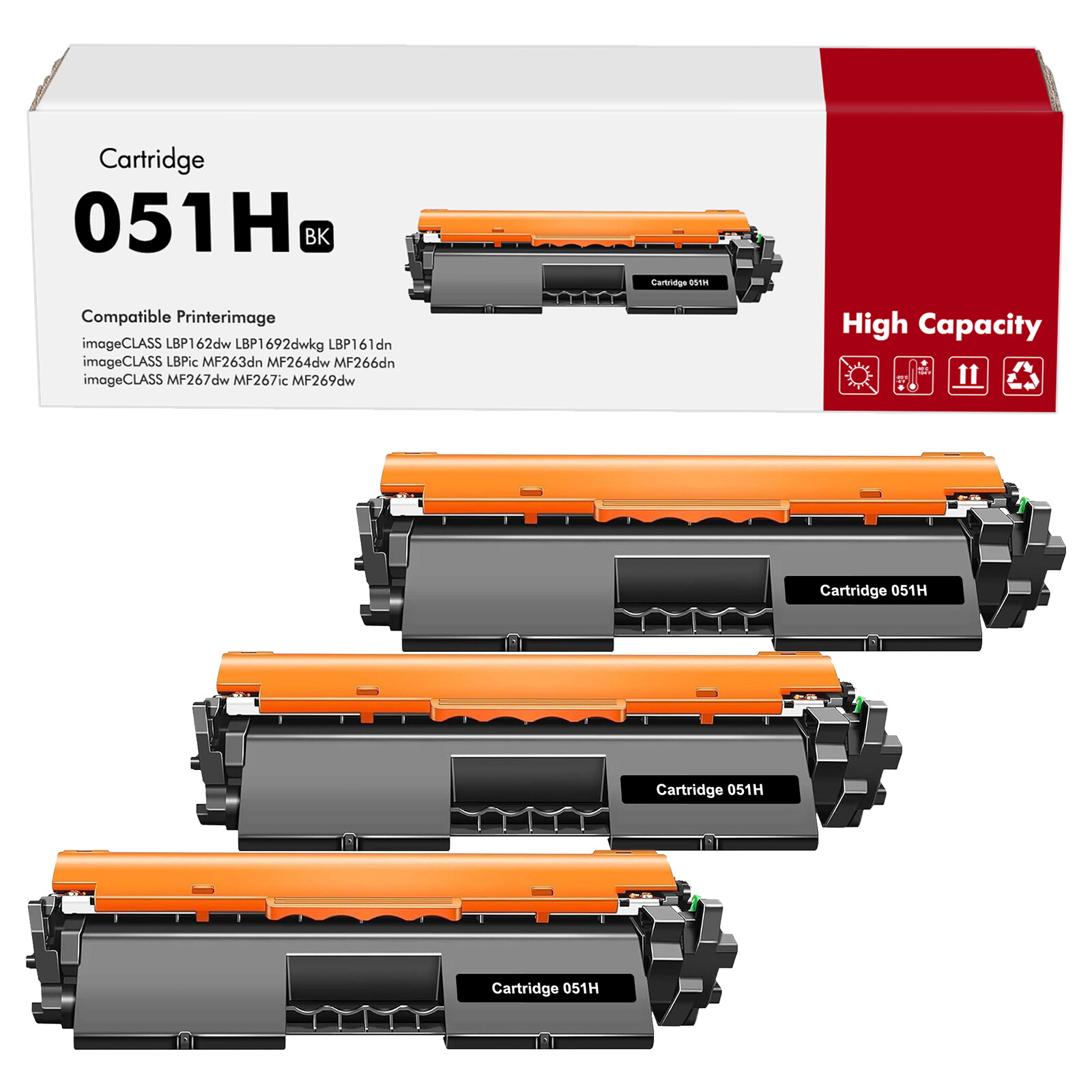 3 PK Compatible Toner Cartridge for Canon 051H LBP-162dw MF264dw MF267dw MF269dw