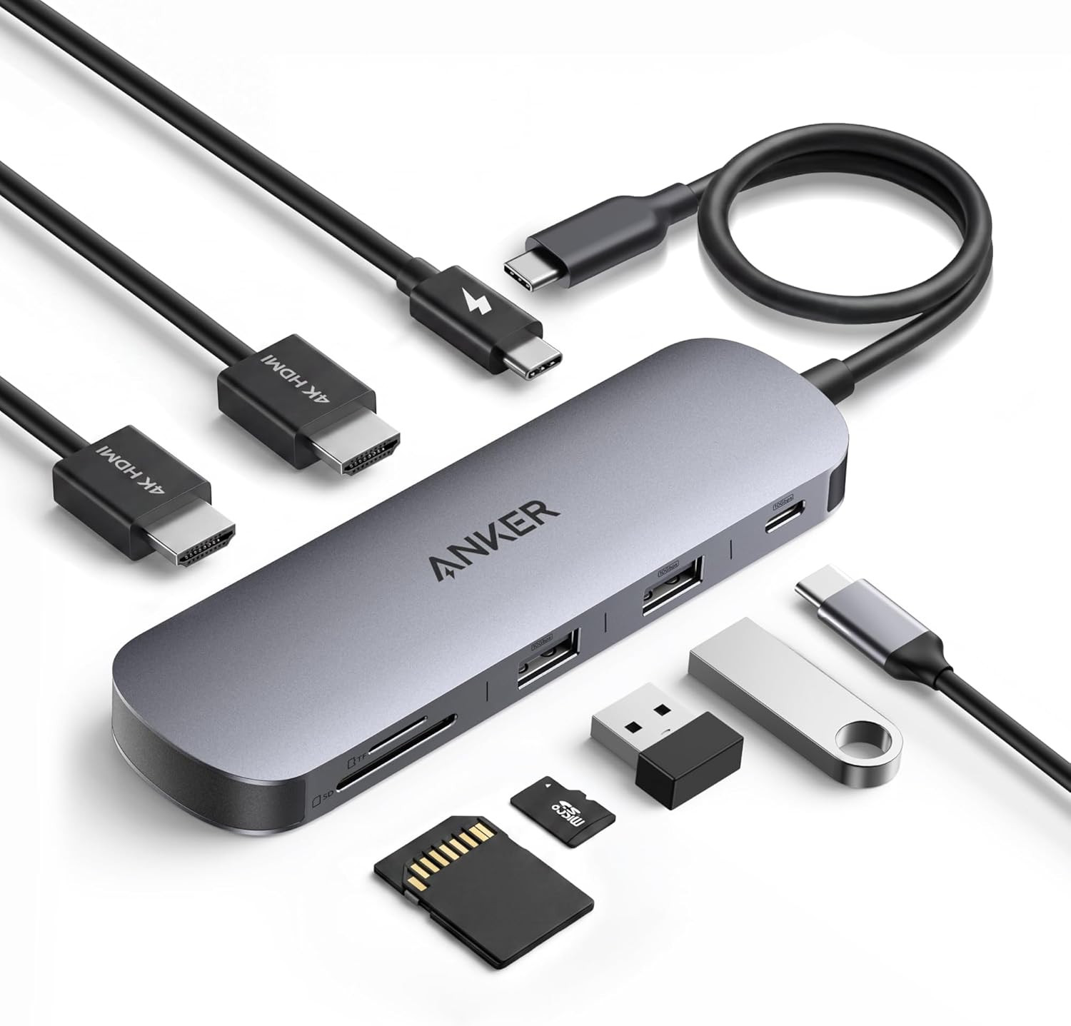 Anker Nano Laptop Docking Station Dual Monitor, 8-In-1 USB C Dock with 4K@60Hz H