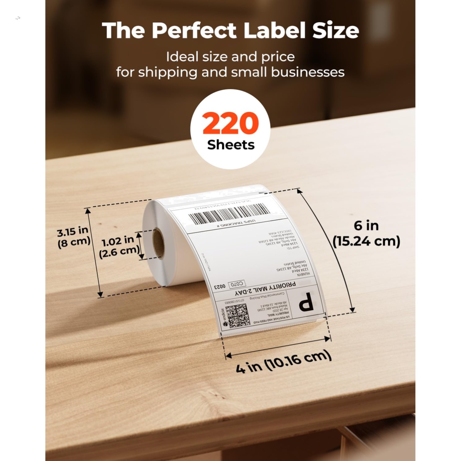Durable 4"x6" Direct Thermal Labels - 220 Easy Peel Labels for Shipping Success