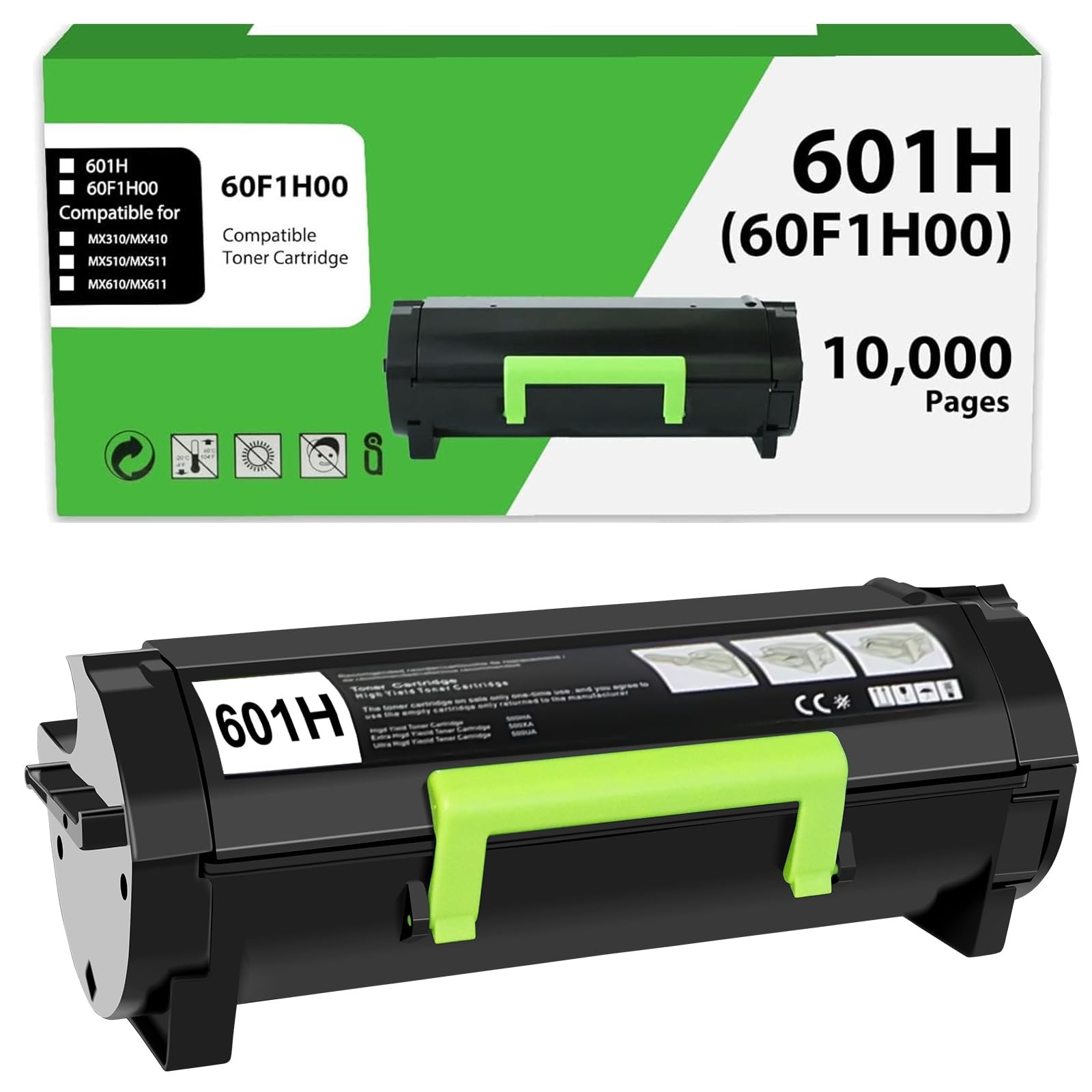 60F1H00 601H Toner Cartridge Compatible for Lexmark 12 x 3 x 5 inches, Black 
