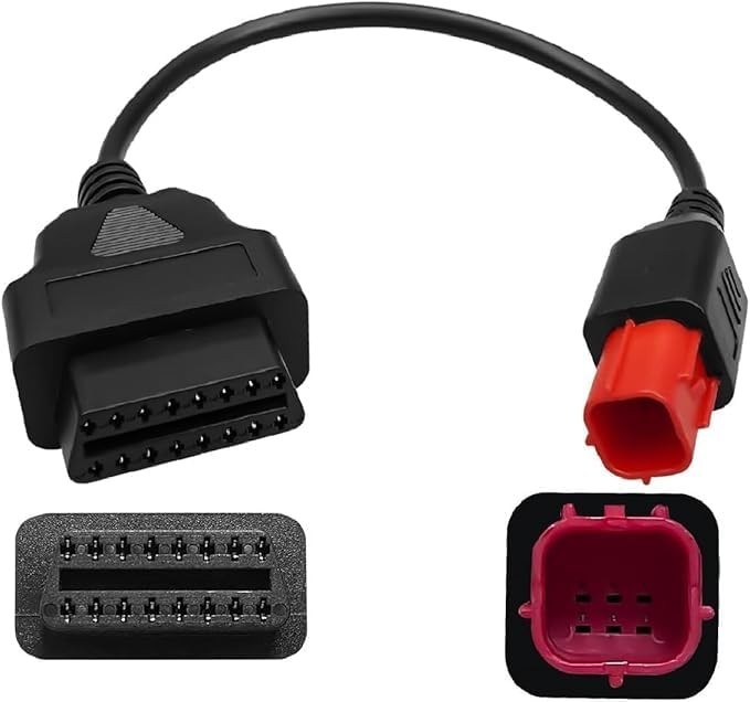 6 Pin OBD2 Adapter Cable Fit for Motorcycle OBD Diagnostic -Updated Version