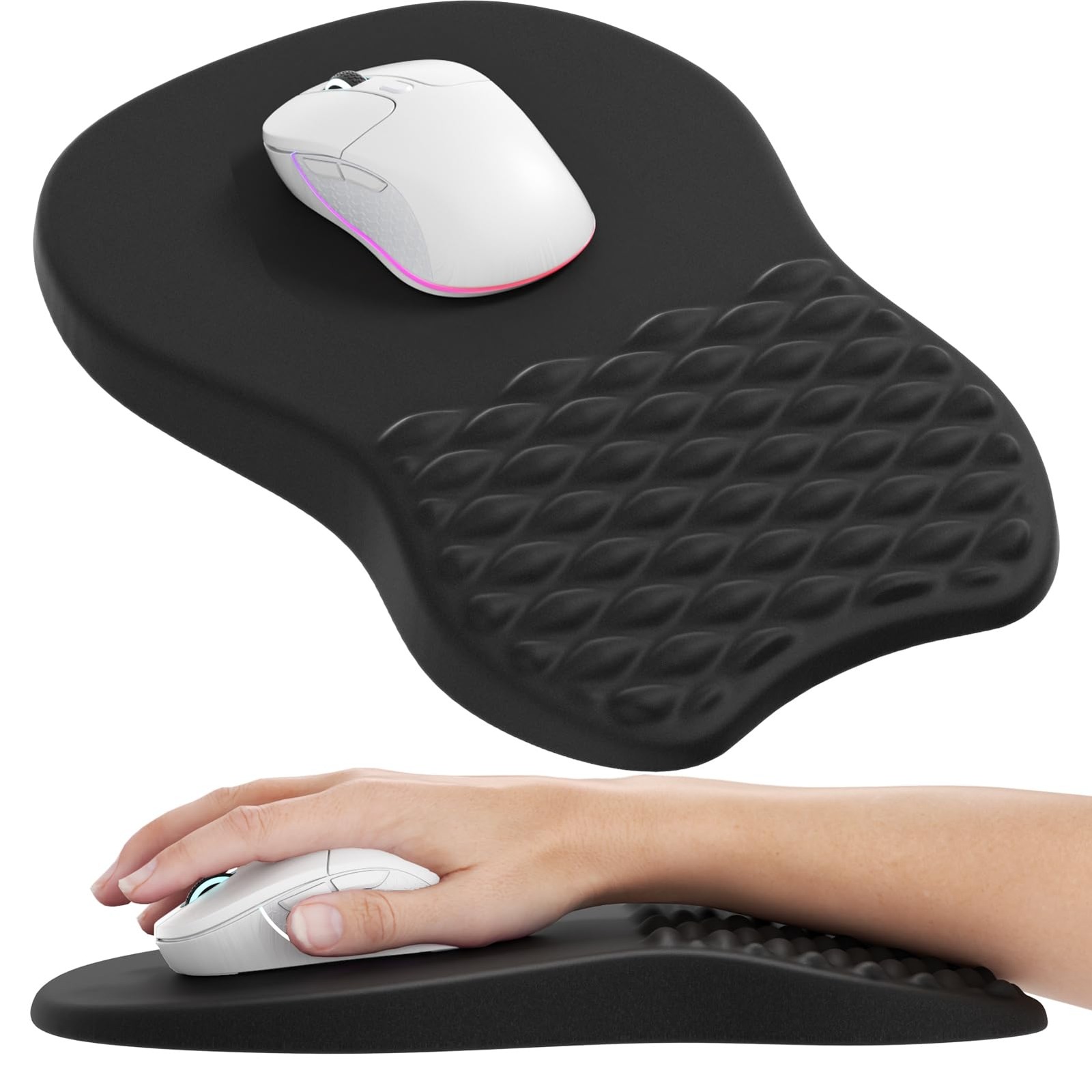 MROCO Ergonomic Mouse Pad with Wrist Support, 11.8L x 7.8W inches, Black 