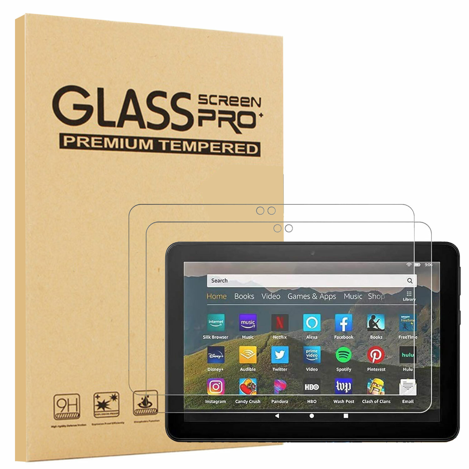 2PC Amazon Fire HD 8/8 Plus 10th Gen 2020 Tablet Screen Protector Tempered Glass