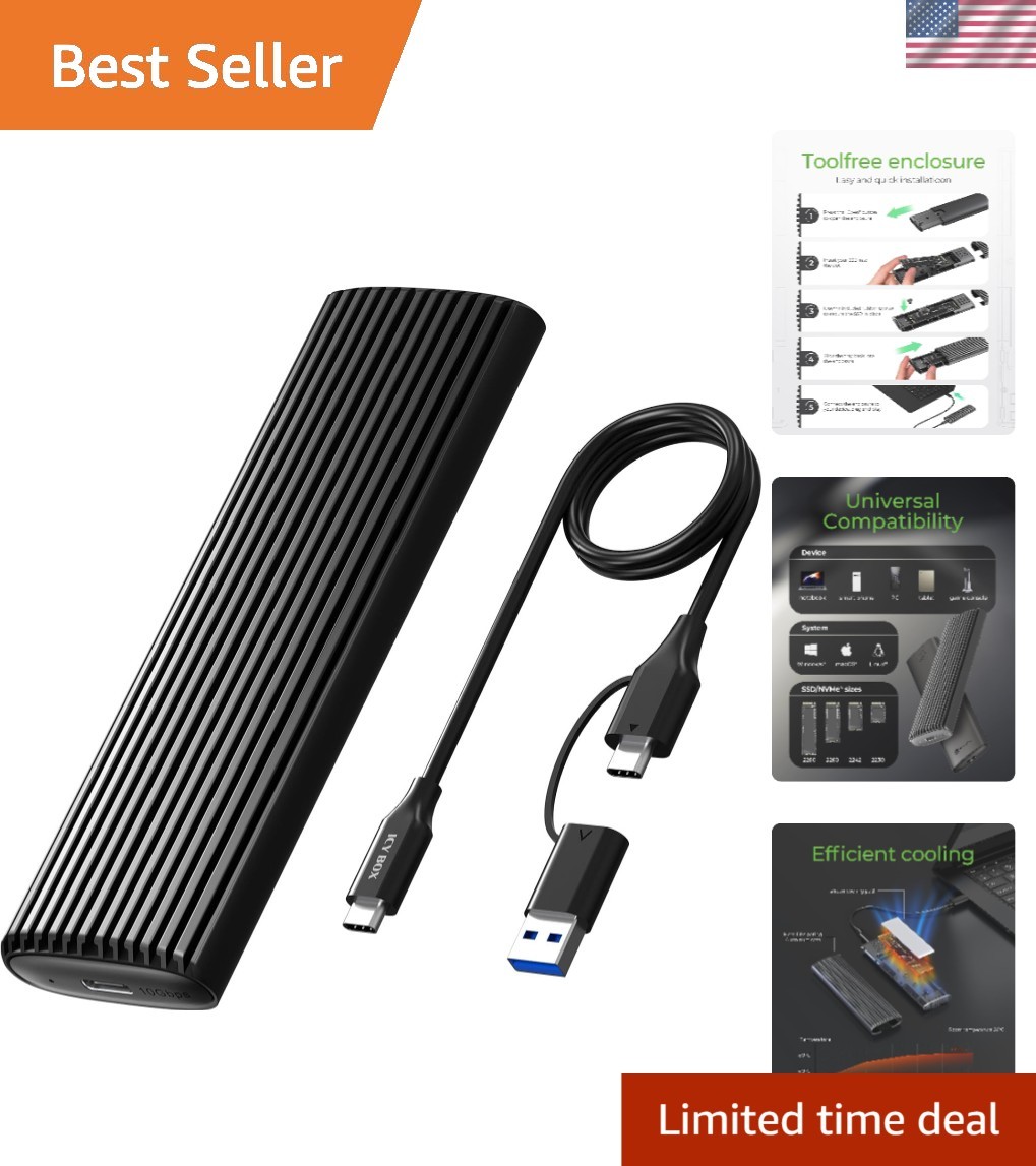 Aluminum M.2 NVMe SSD Enclosure - Tool-Free, High-Speed 10Gbps Transfer