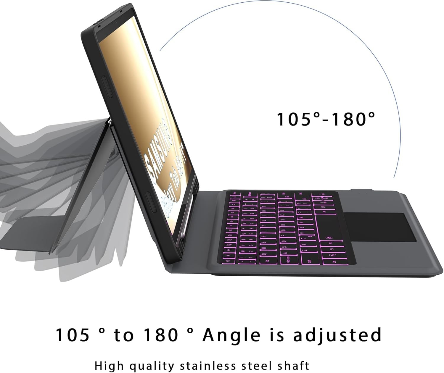 Keyboard Case for Samsung Tab A11+ Plus/A9+ Plus 11": 7 Colors Backlit Trackpad 