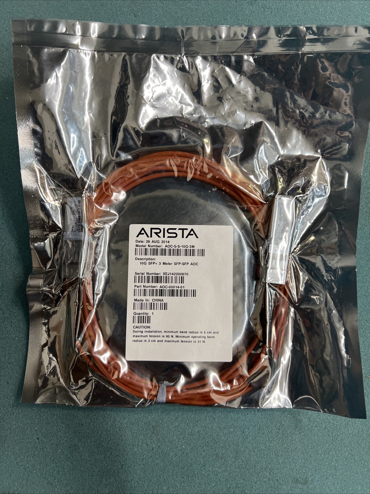3m AOC-S-S-10G-3M Arista Networks Compatible 10G SFP+ AOC Cable