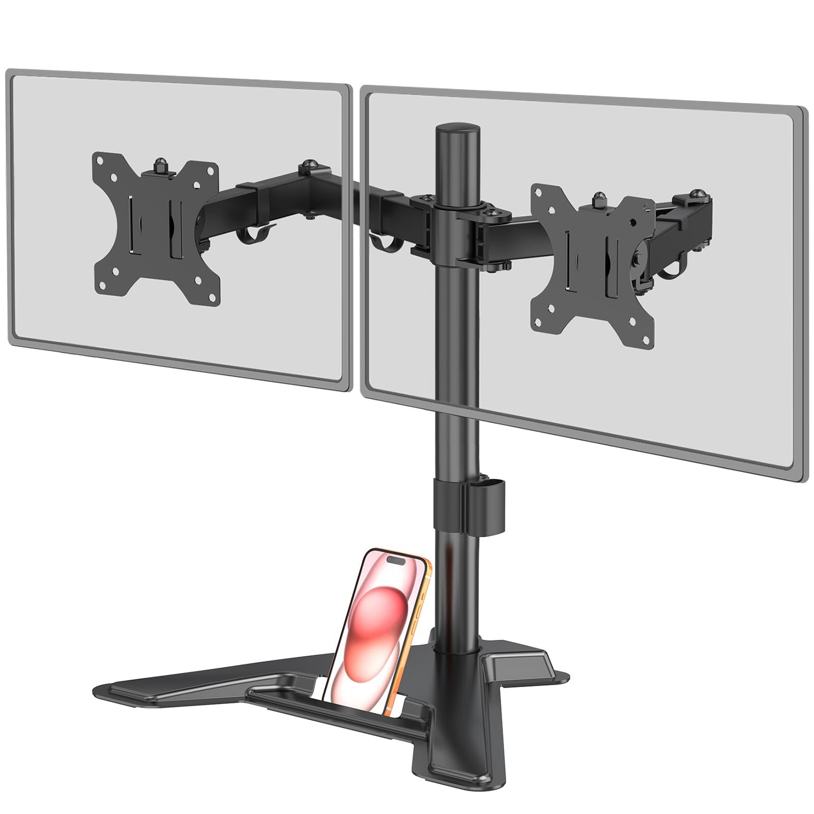 MOUNT PRO Dual Monitor Stand, Free-Standing Full Motion Dual, Black