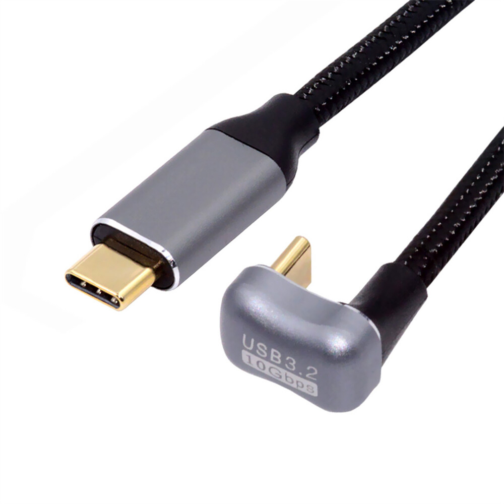 Cablecy Opposite Angled USB-C USB 3.1 Type C Male to Male Extension Data Cable