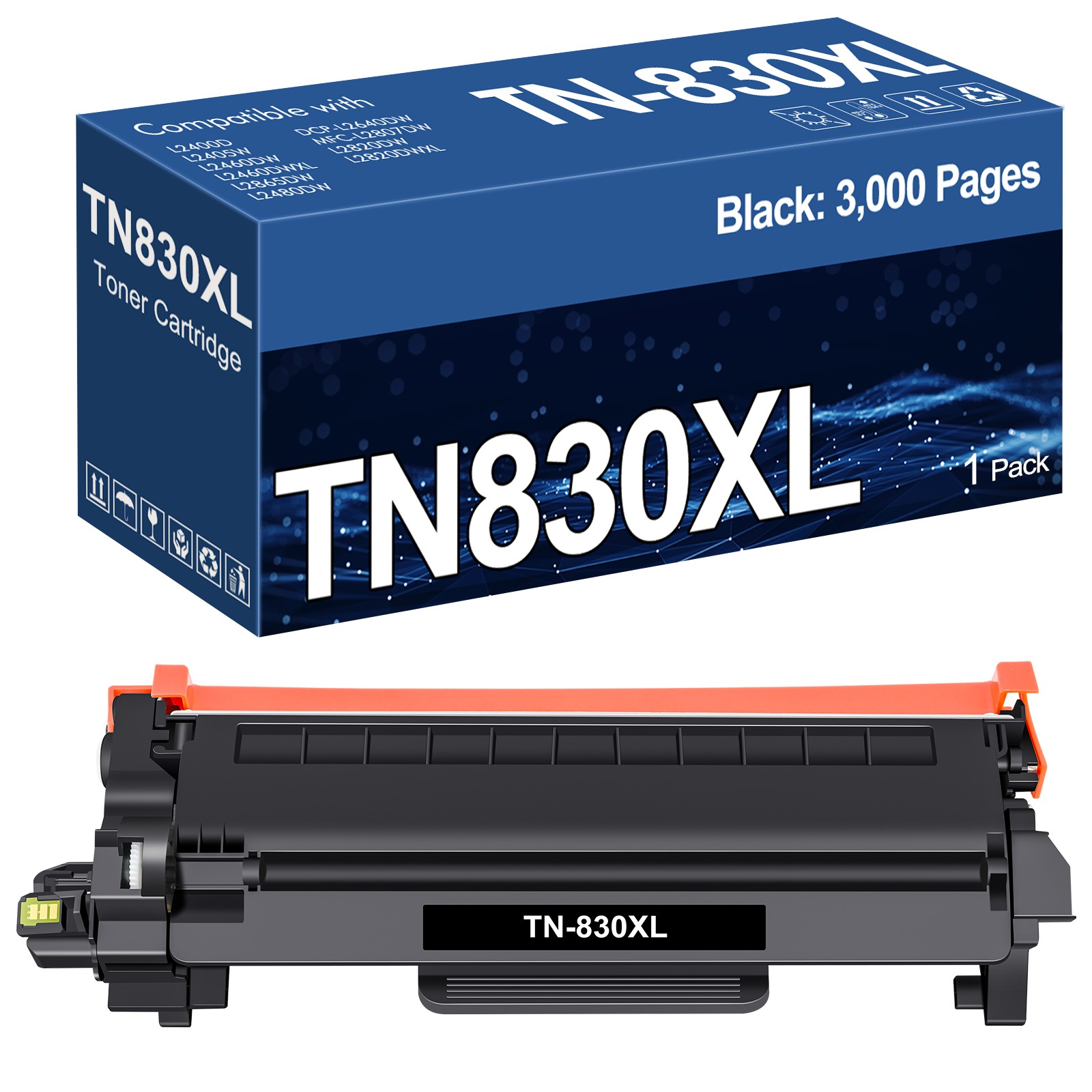 TN830 XL Toner Cartridge With Brother DR830 HL-L2420 HL-L2405W DCP-L2640DW LOT