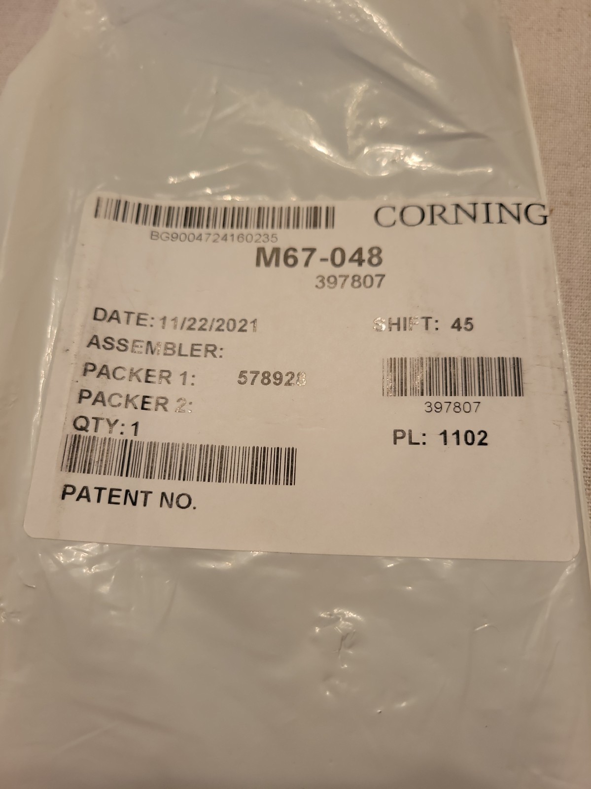 Corning M67-048 12 F Splice Tray Heat-shrink Fusion Splices