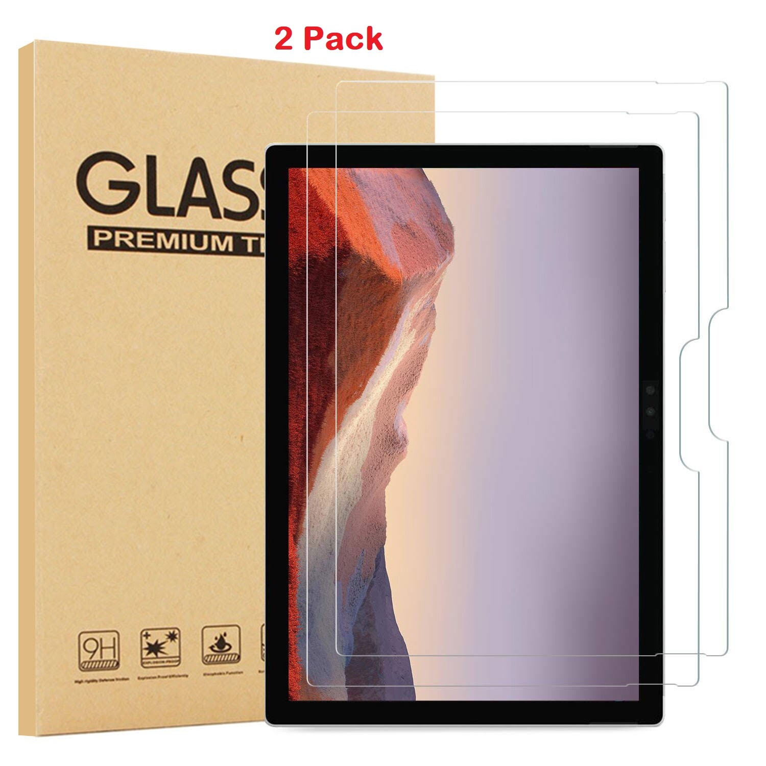 2 Pack HD Tempered Glass Screen Protector For Microsoft Surface Pro 7 Plus 2021