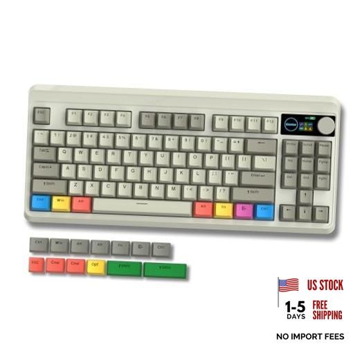 Womier Retro 75% Gaming Keyboard with OLED Display&Knob, M87 Pro Bluetooth Grey